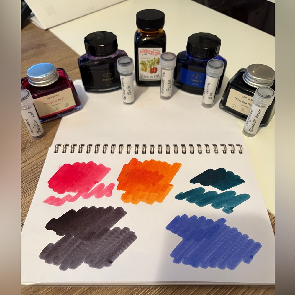 Fountain Pen Ink Samples – 5 Mini Vials | Hongdian Parker Noodler’s Journaling